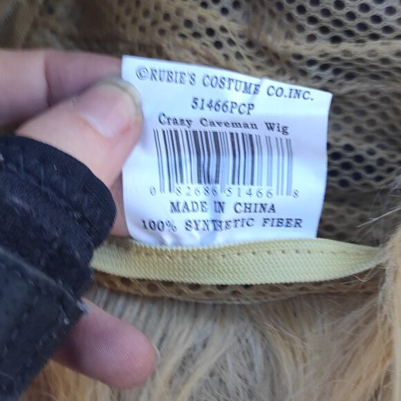 Caveman Costume Men Size Medium 36-42 (Tunic, Wig, Club, Shoe Covers) Halloween - Picture 8 of 14